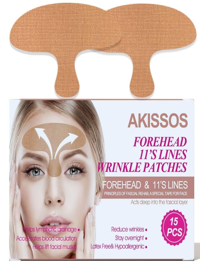 Akissos Forehead Wrinkle Patches Overnight (15 Pack) - Deep Wrinkle Repair from Fascia Layer,Micro Lift Elastic Facial Patches, Face Tape for Sleeping, Hypoallergenic Elasticity Cotton for Forehead Firming - Image 1